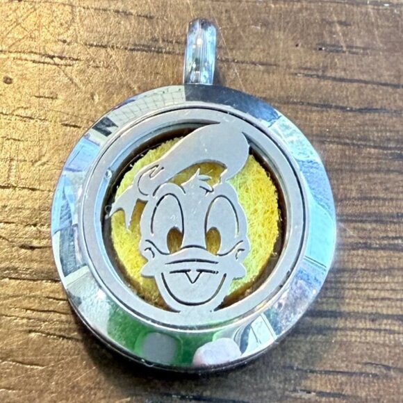 Hand Crafted Jewelry - Donald Duck Handmade Pendant Locket Necklace (free ship) With Chain & Felt Pads